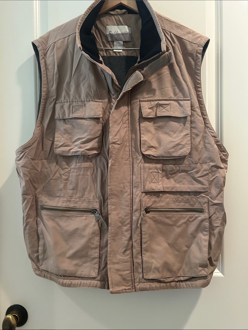 Fieldmaster pockets galore Utility Cargo Safari Vest Jacket fleece lined size XL